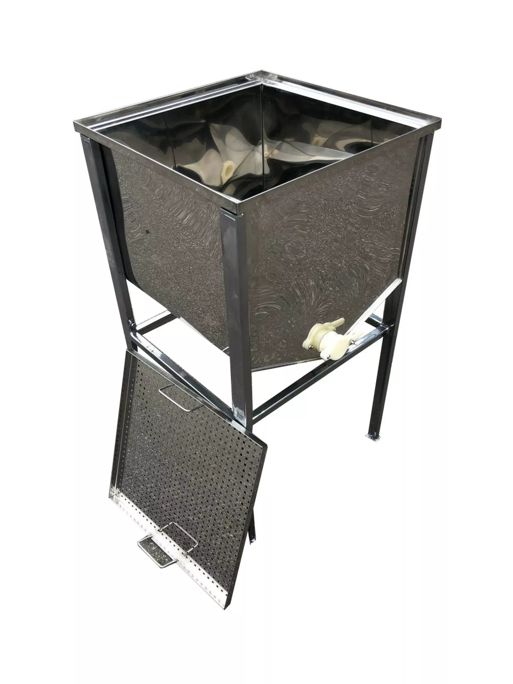 Стіл для розпечатування сот — 50 см. Плоский кошик — пластиковий кран