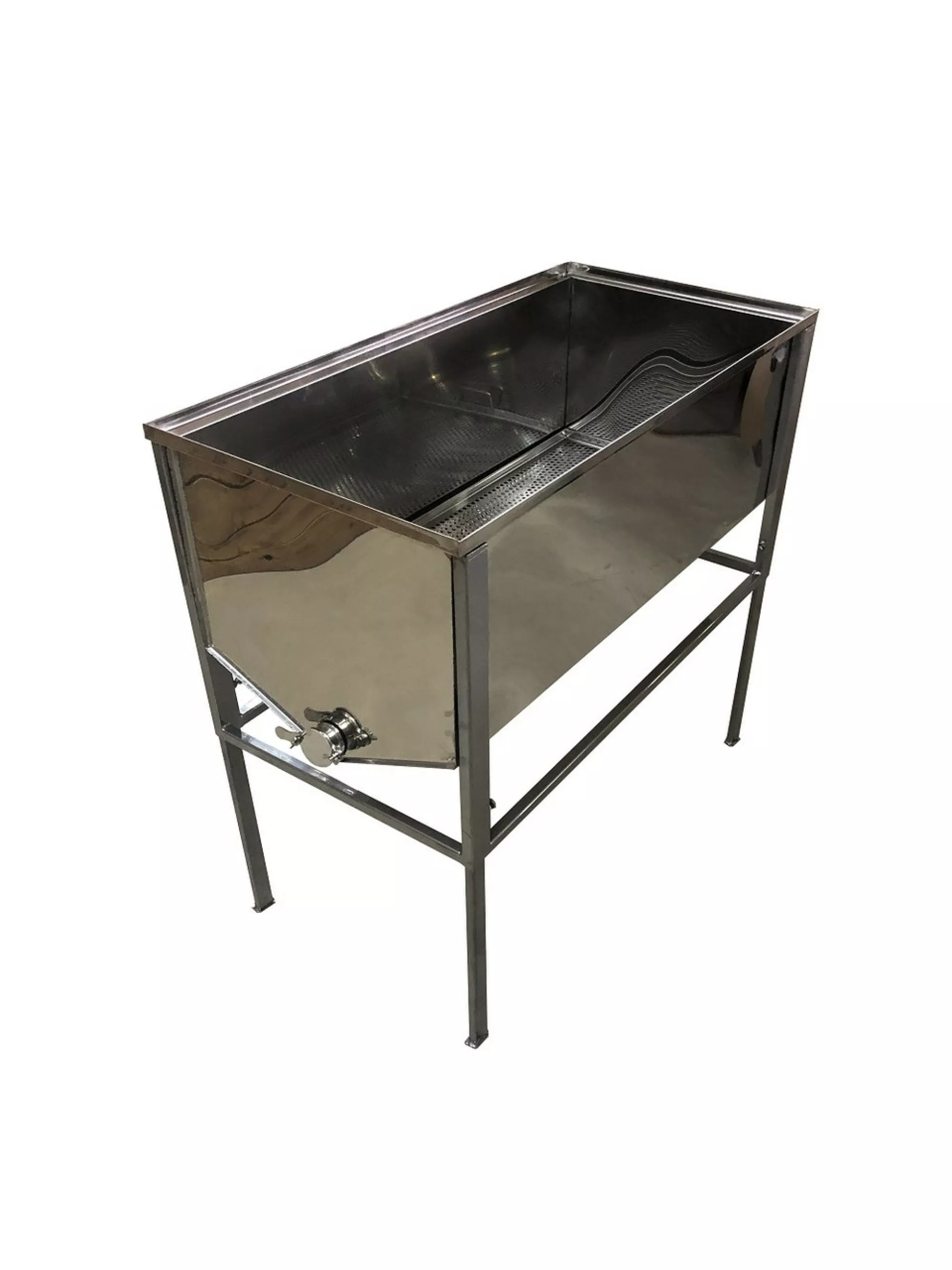 Стіл для розпечатування сот - 1 метр. FB плоский кошик - нержавіючий кран