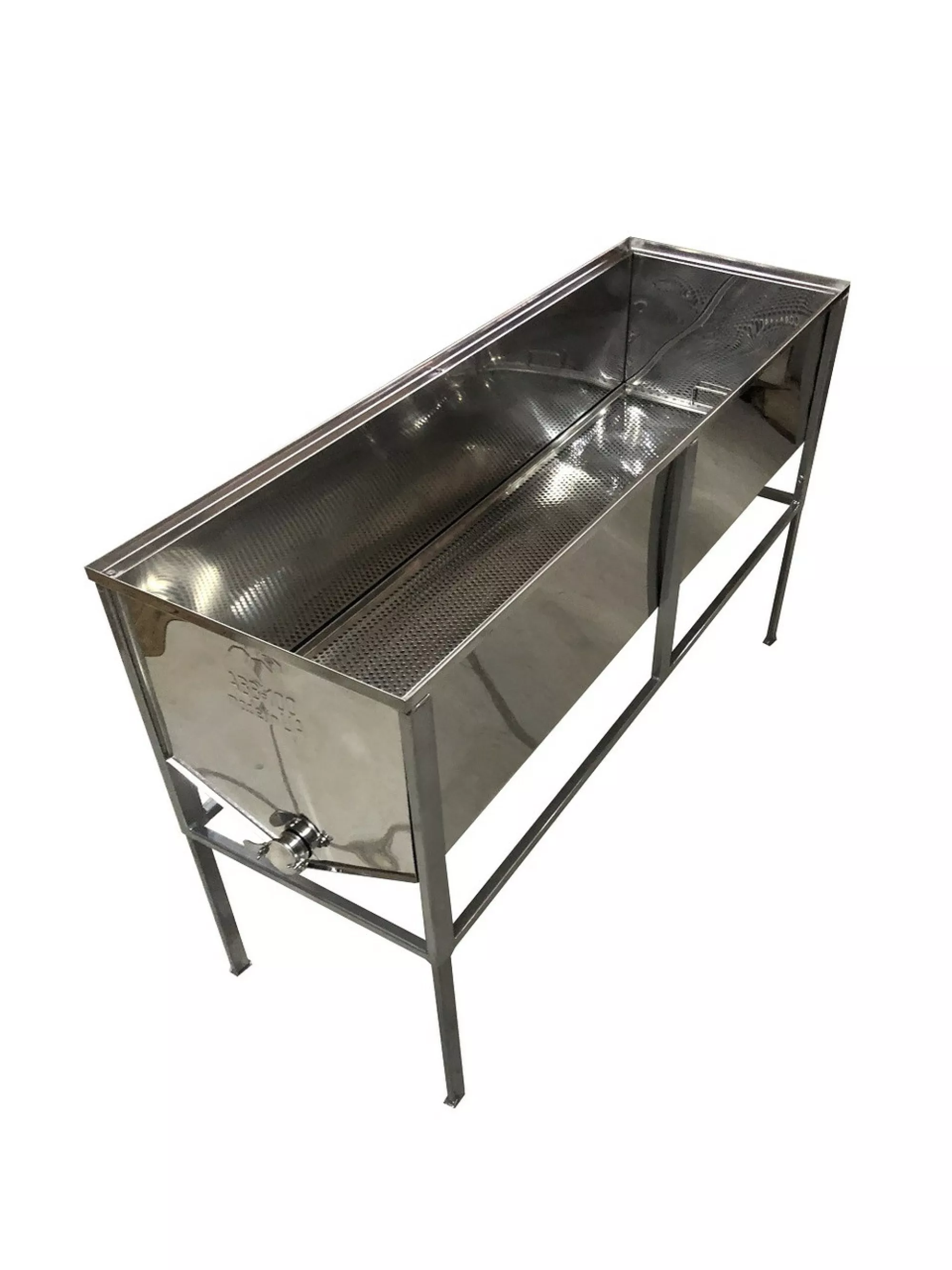 Стіл для розпечатки сот - 1,5 метра. FB плоский кошик - нержавіючий кран