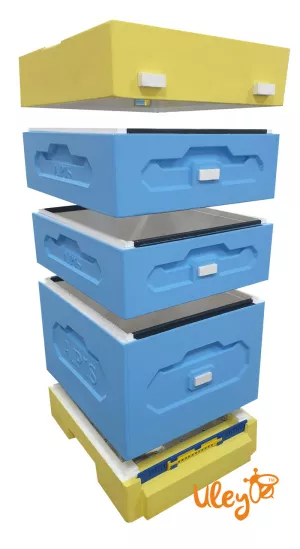 Вулик ППС, 1 корпус «Дадан 300 мм» на 10 рамок + 2 магазину 145 мм, сітчасте дно, високий дах