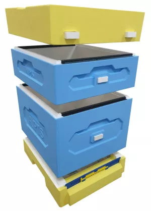 Вулик ППС, 1 корпус «Дадан 300 мм» на 10 рамок + 1 магазин 145 мм, сітчасте дно, високий дах