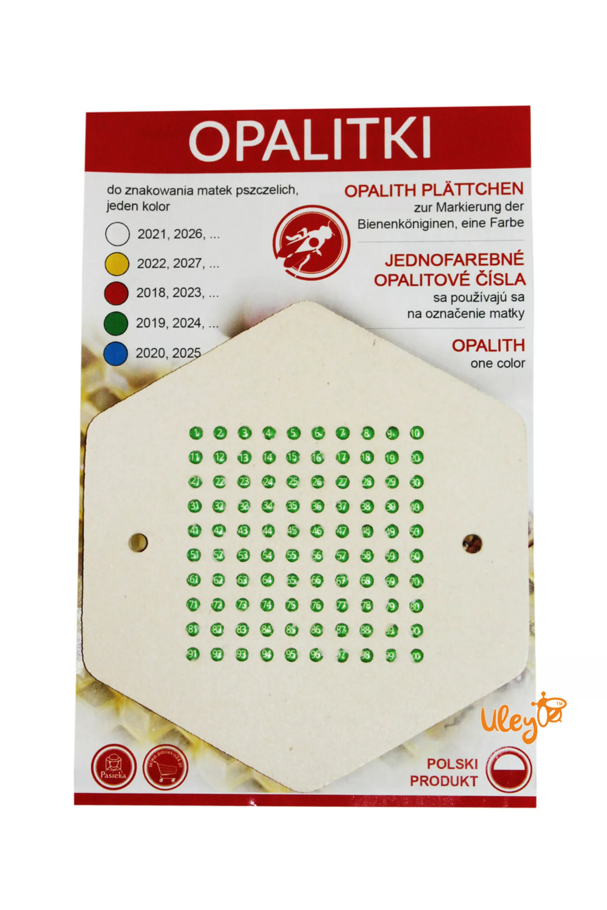 Мітки Номерні (1-99) опалитові, зелений колір 2024, 2029. Лисонь Польща