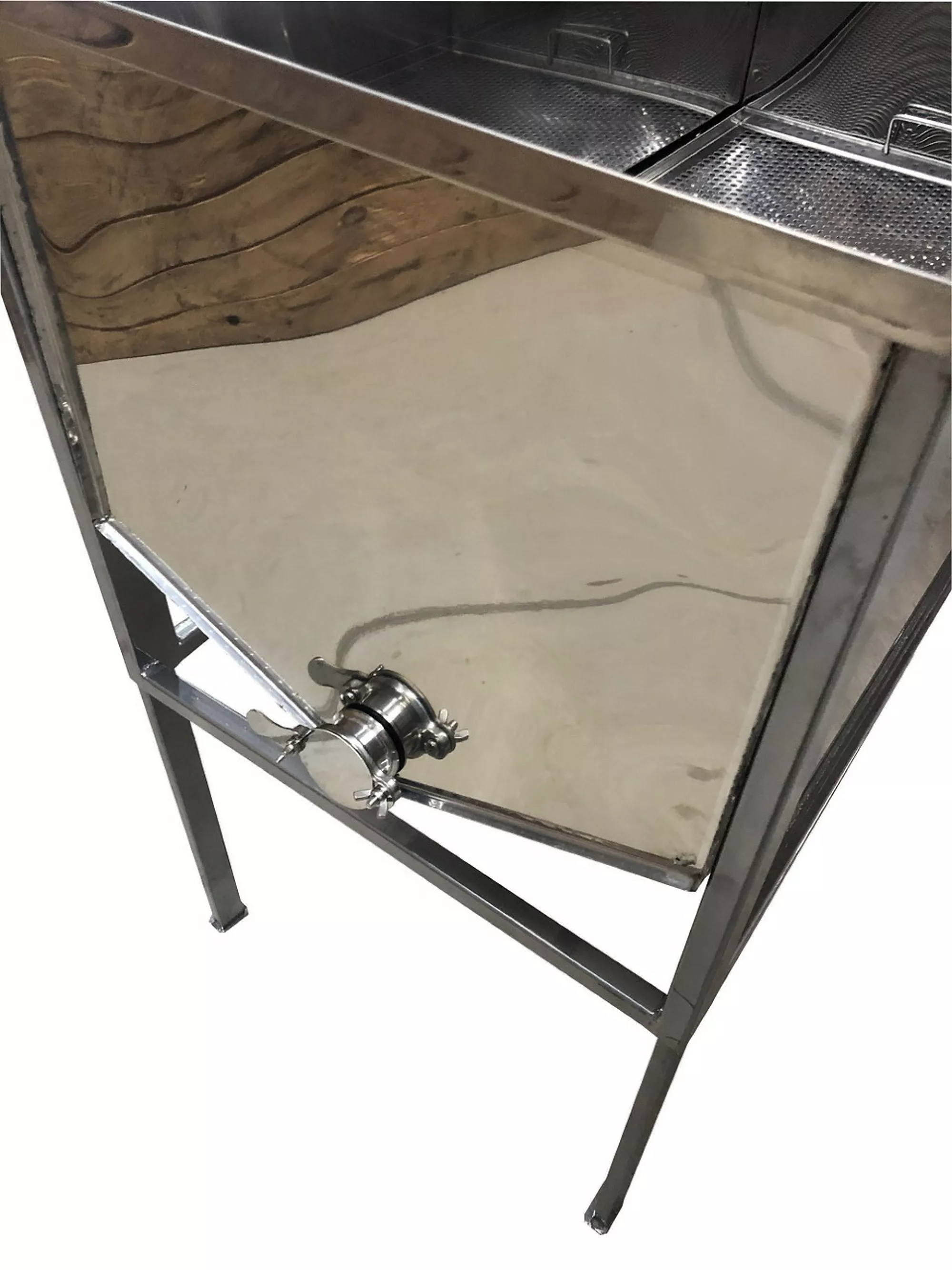 Стіл для розпечатування сот - 1 метр. FB плоский кошик - нержавіючий кран