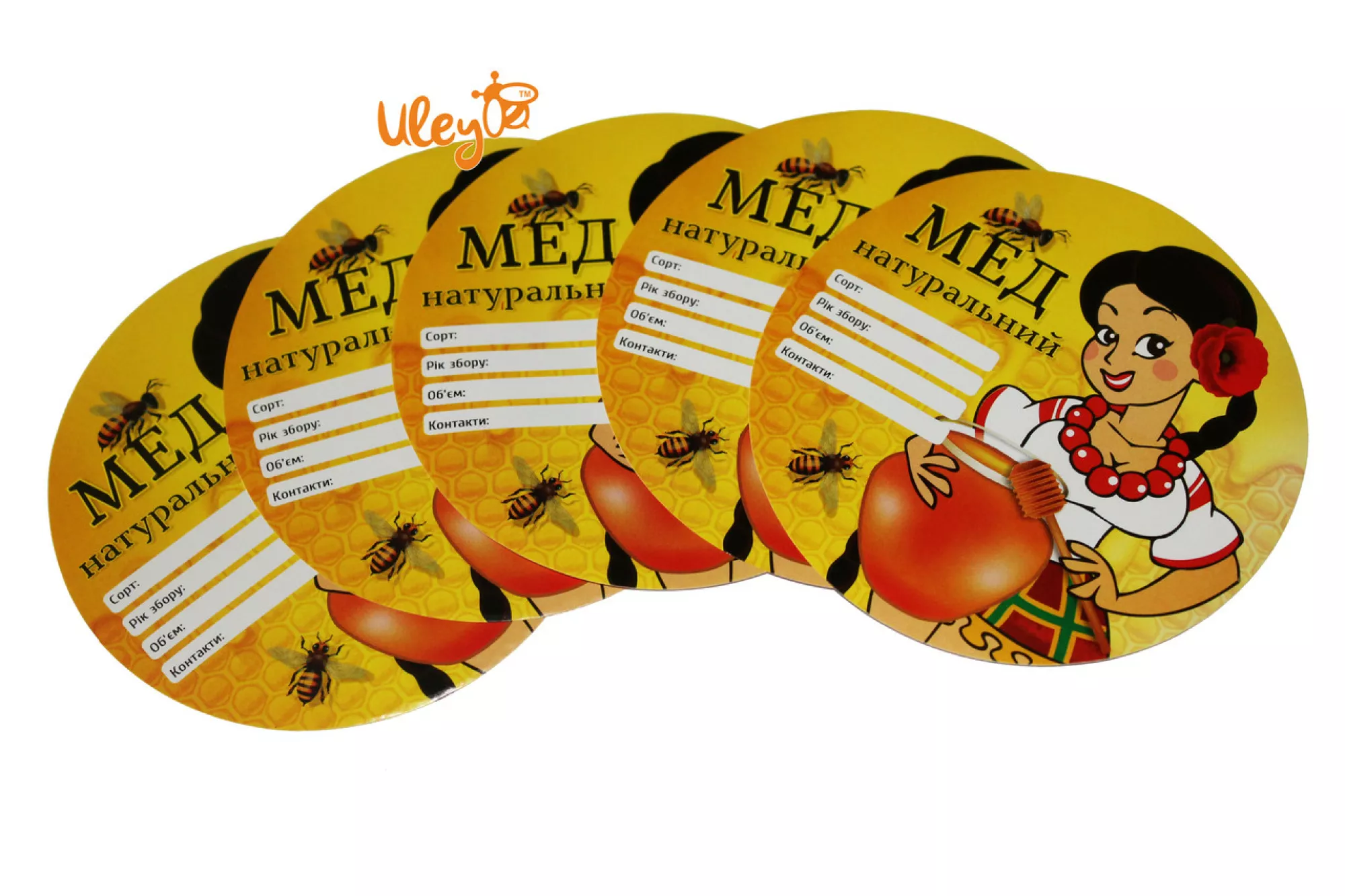 Етикетка (Дівчина) діаметр 11см (КРУГЛА самоклейка) — 1шт.