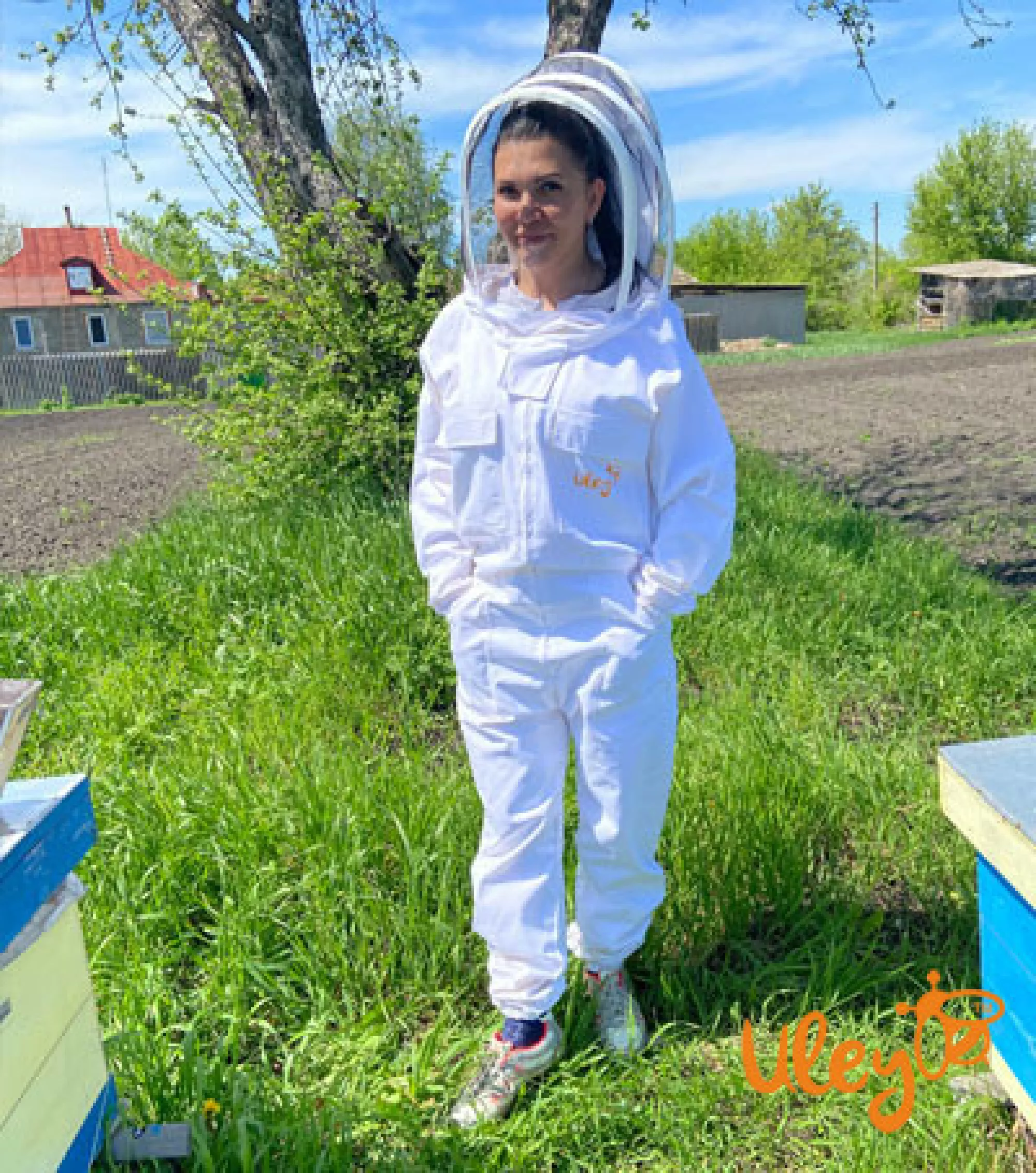 Комбінезон бджоляра (білий) з маскою "Євро". Пакистан, розміри XS, S