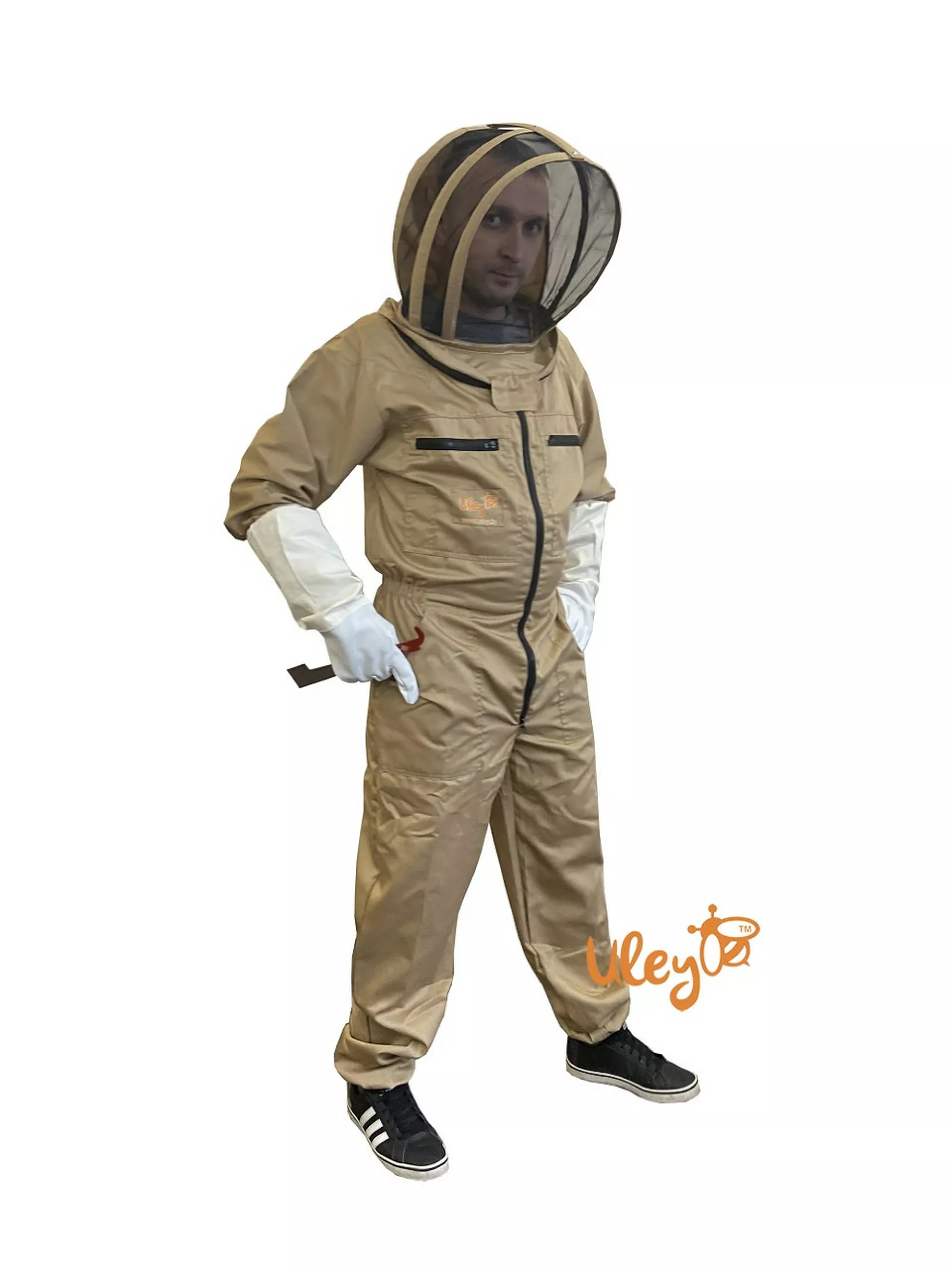 Комбінезон бджоляра з маскою Євро + Рукавички з нарукавниками ШКІРЯНІ -КОМПЛЕКТ