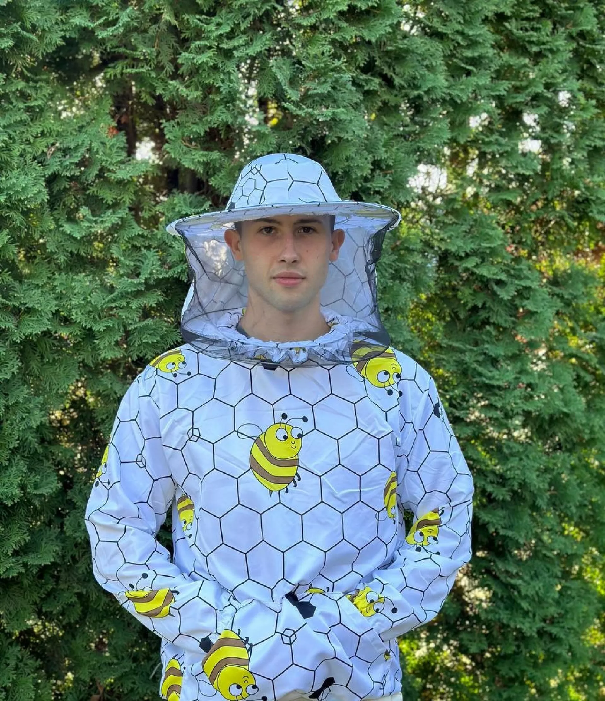 Куртка бджоляра «Бджілки на сотах» з маскою
