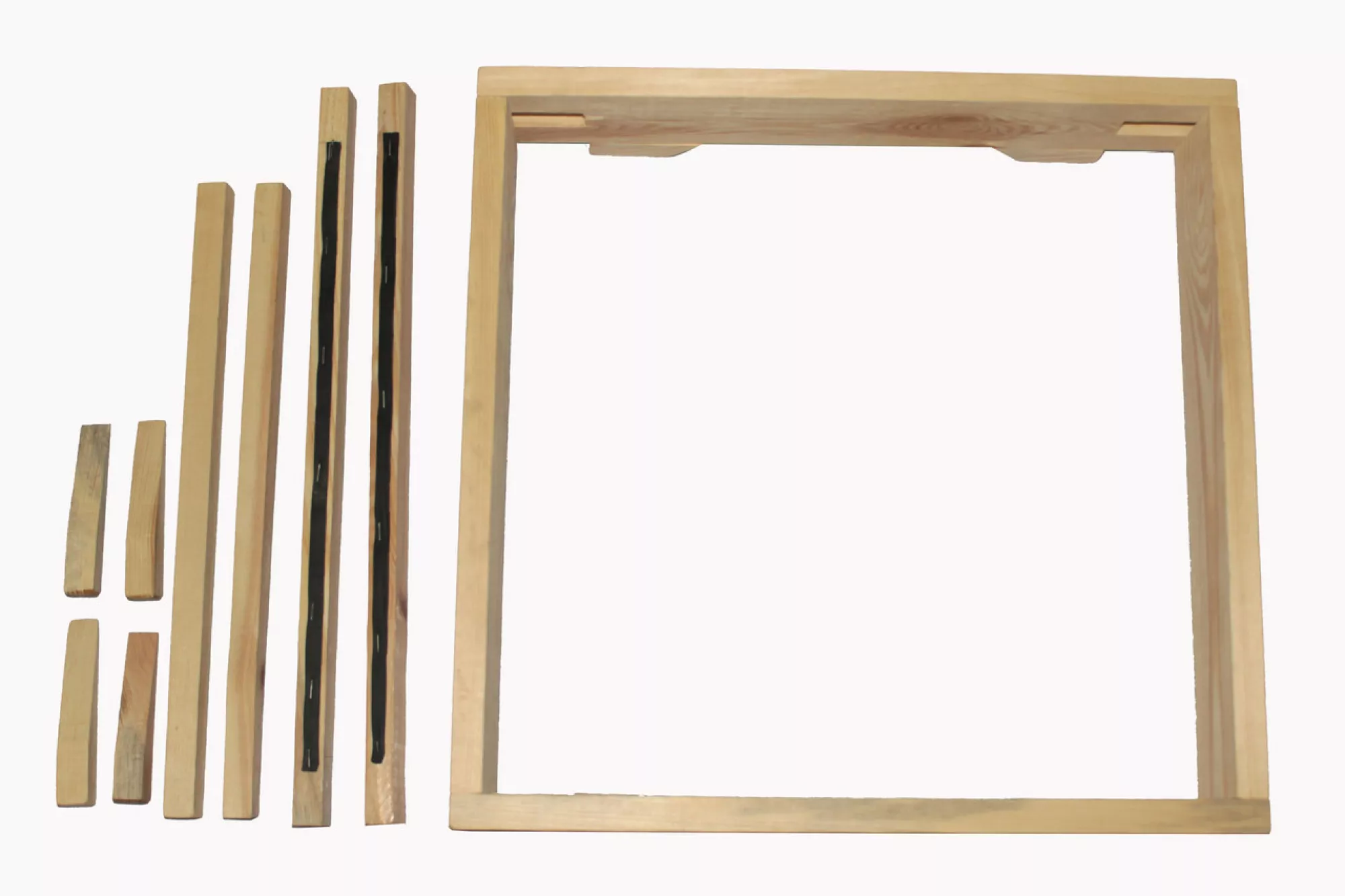 Комплект для збирання бджолиних рамок (дирокол, кондуктор, пристрій для натяжки дроту)