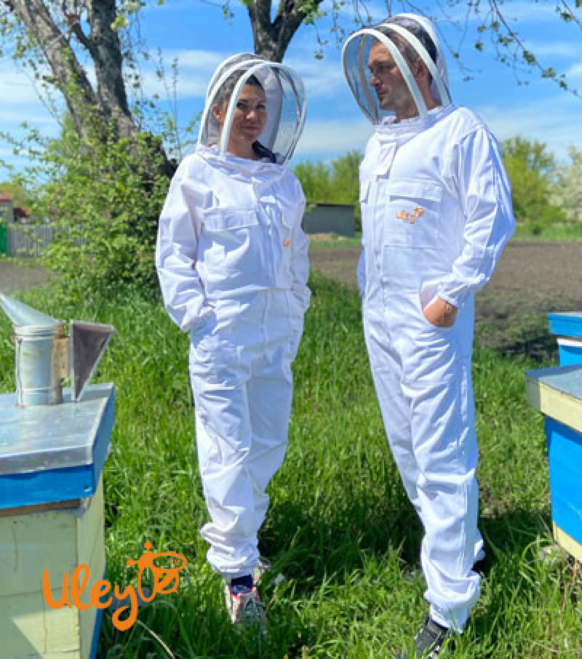 Комбінезон бджоляра (білий) з маскою "Євро". Пакистан, розміри XS, S