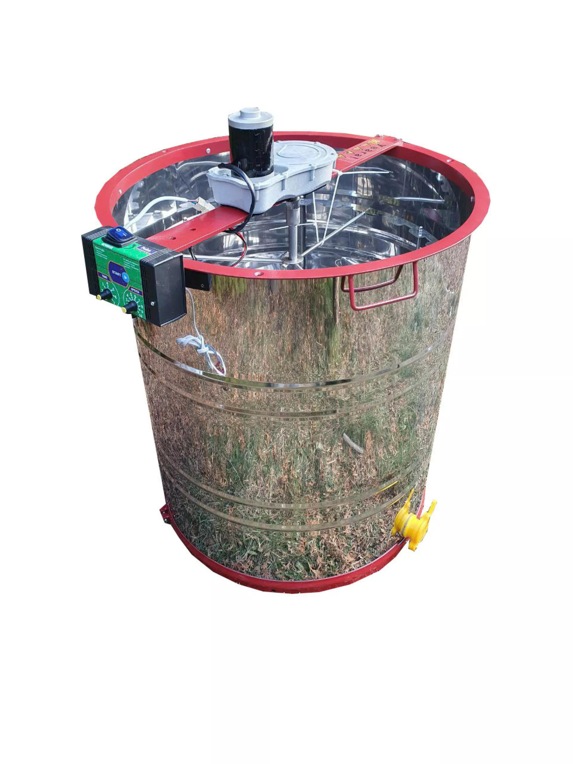 Радіальна медогонка "Бджілка". 12 Рута/ 24 Напіврамки (пластик кран). З ЕЛЕКТРОПРИВОДОМ “Pulse”