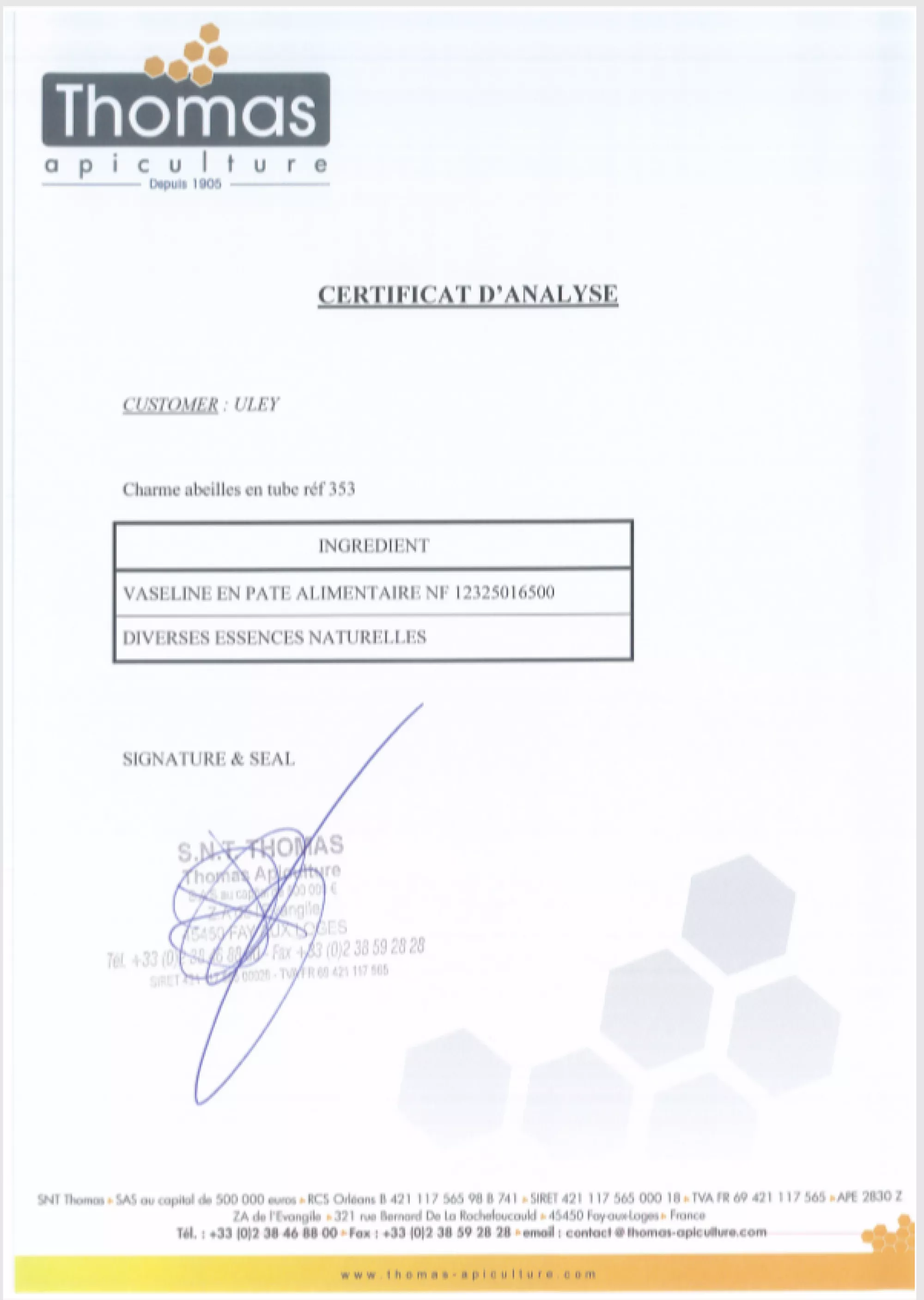 Крем для ловлі роїв "Бджолиний шарм" (Le Charme des Abeilles), Thomas Франція