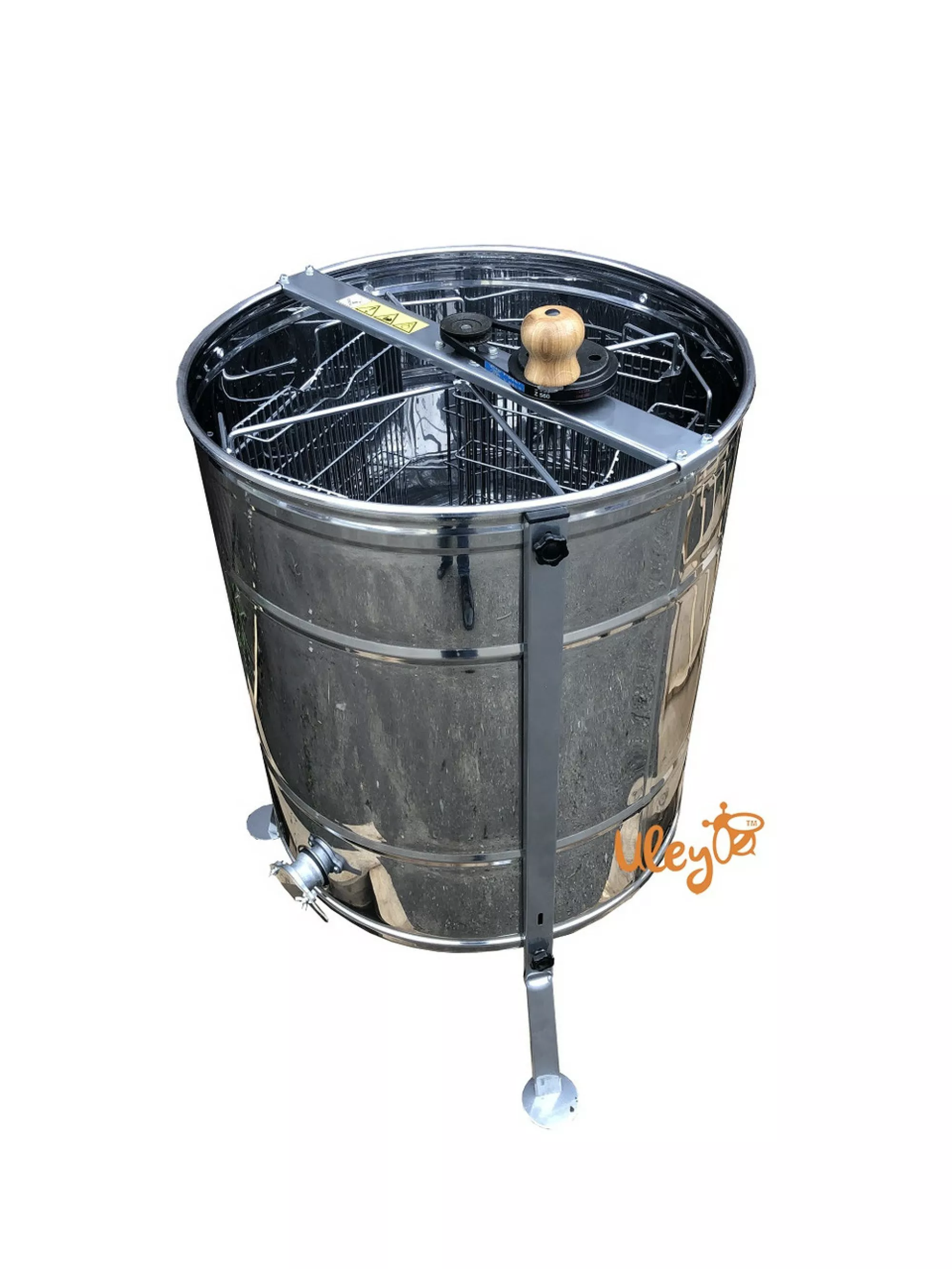 Нержавіюча медогонка 4-х рамкову, поворотна. Ремінний привід. З ПІДСТАВКОЮ