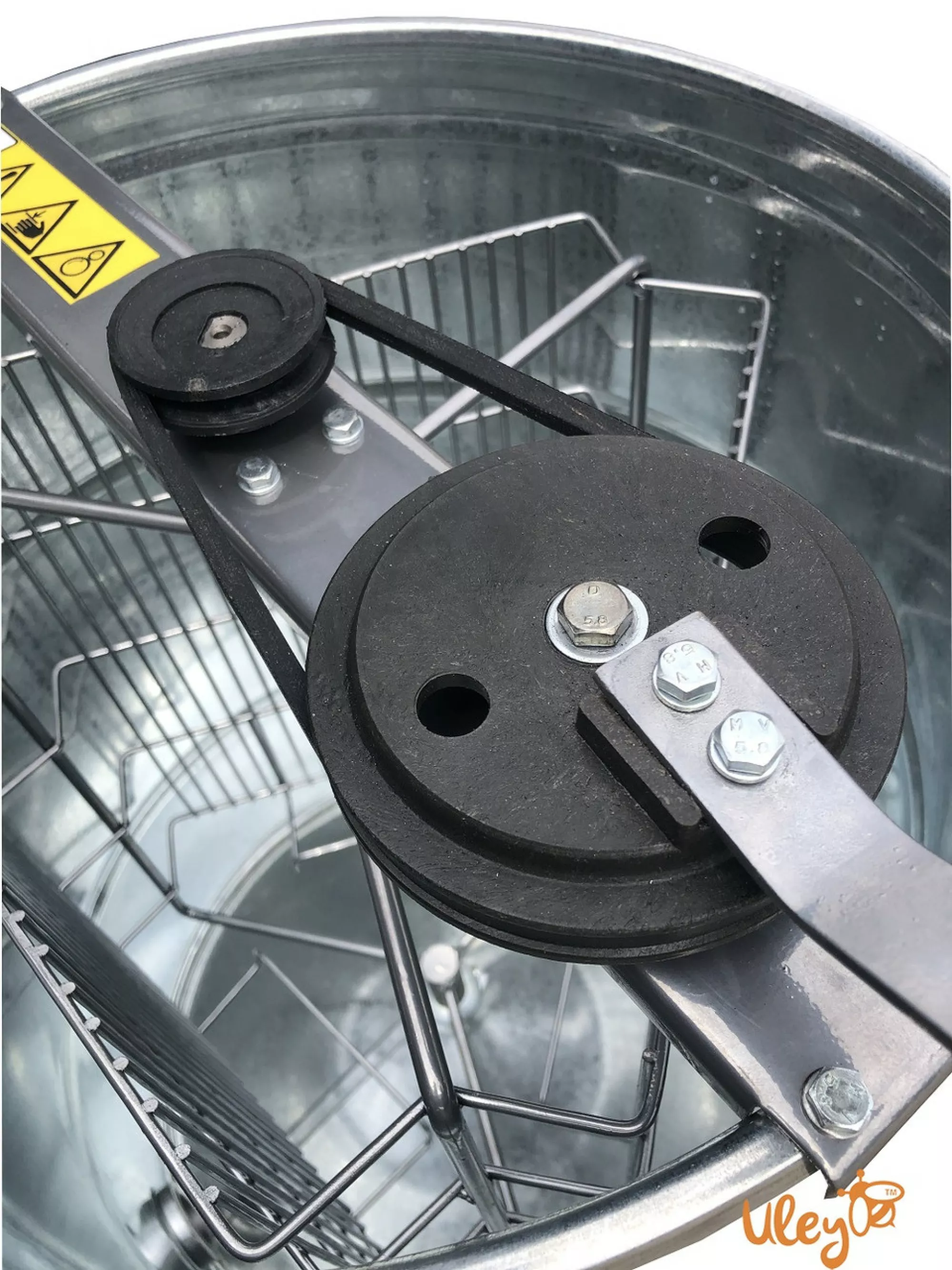 Оцинкована медогонка 3-х рамкова, НЕ поворотна. Ремінний привід