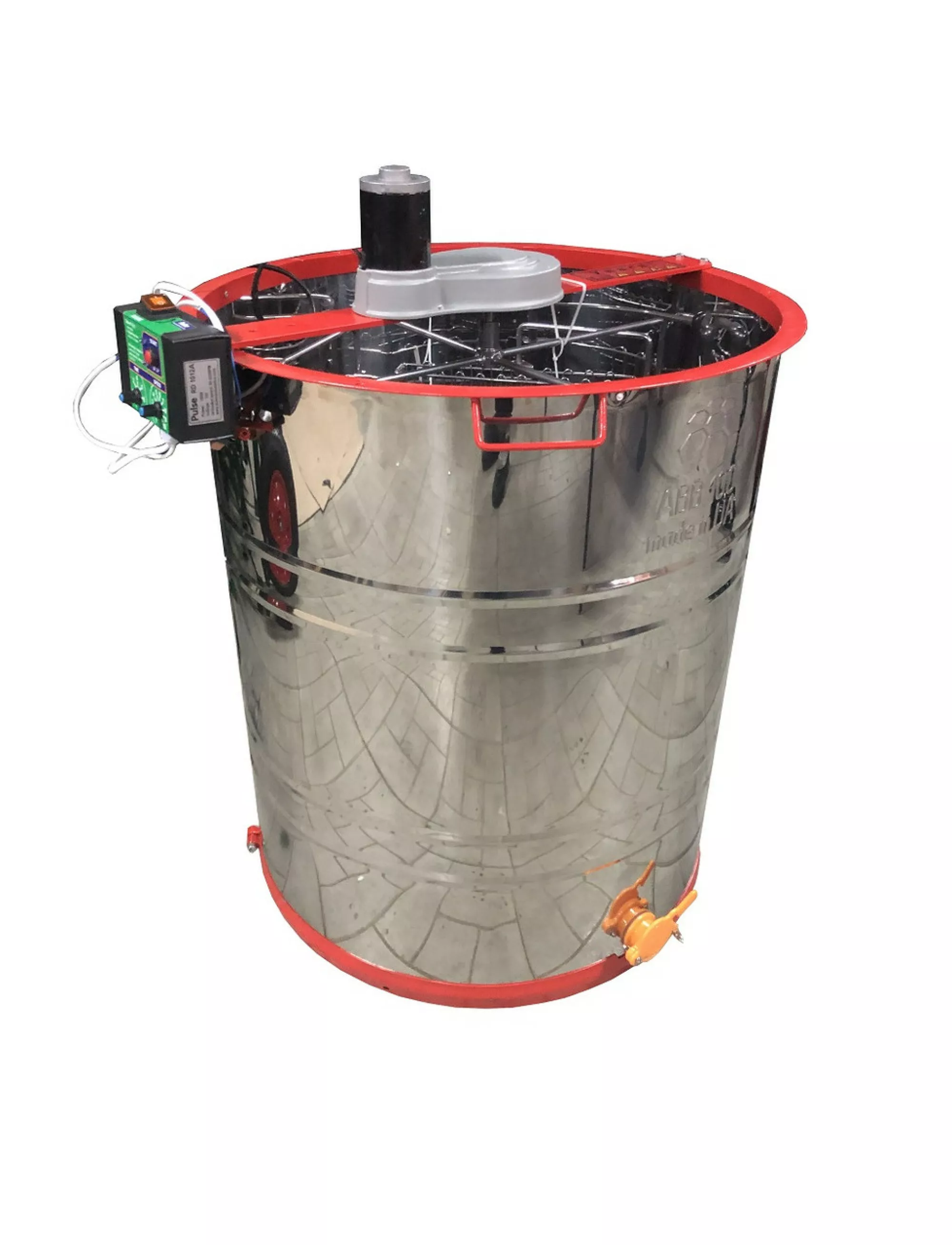 Медогонка 4-х Рамкову. Нержавіюча (AISI 430), Поворотна. Касети зварні, пофарбовані порошковою фарбою. З ЕЛЕКТ