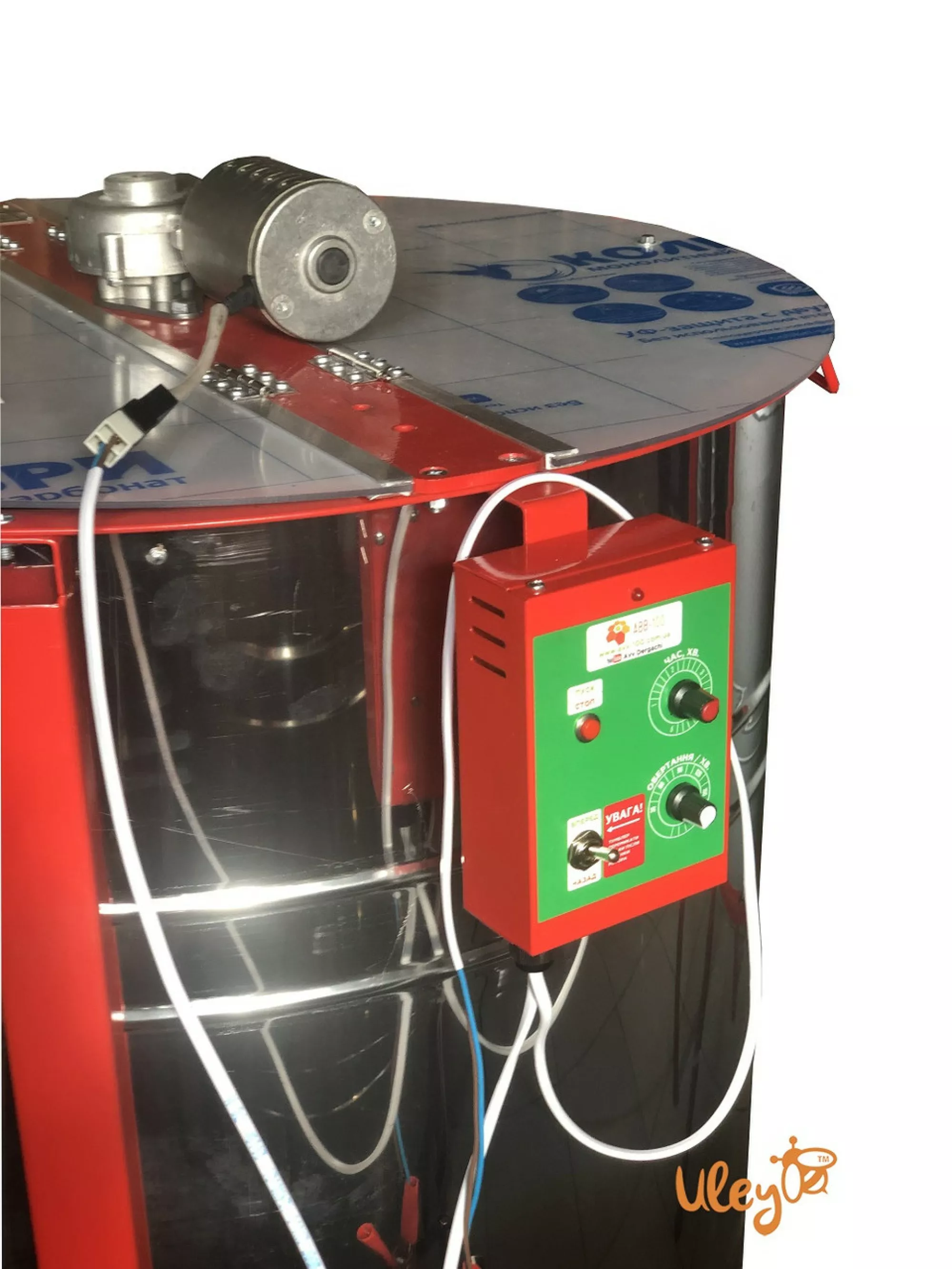 Привід медогонки електричний горизонтальний напруга 12 В (алюмінієвий корпус редуктора) "Модель 1"