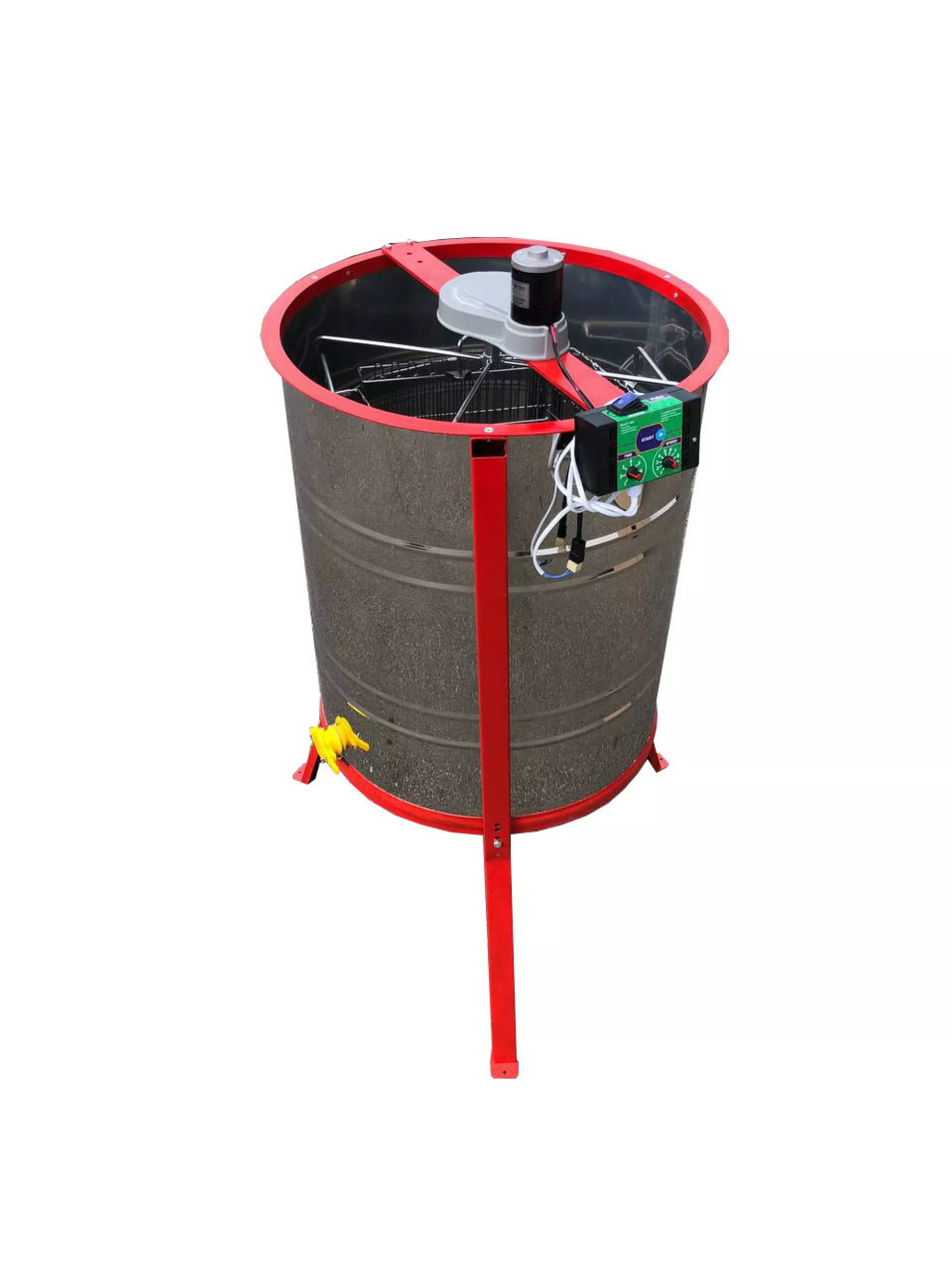 Медогонка 4-х Рамкову. Нержавіюча, Поворотна. Касети зварні, пофарбовані порошковою фарбою. З ЕЛЕКТРОПРИВОДОМ