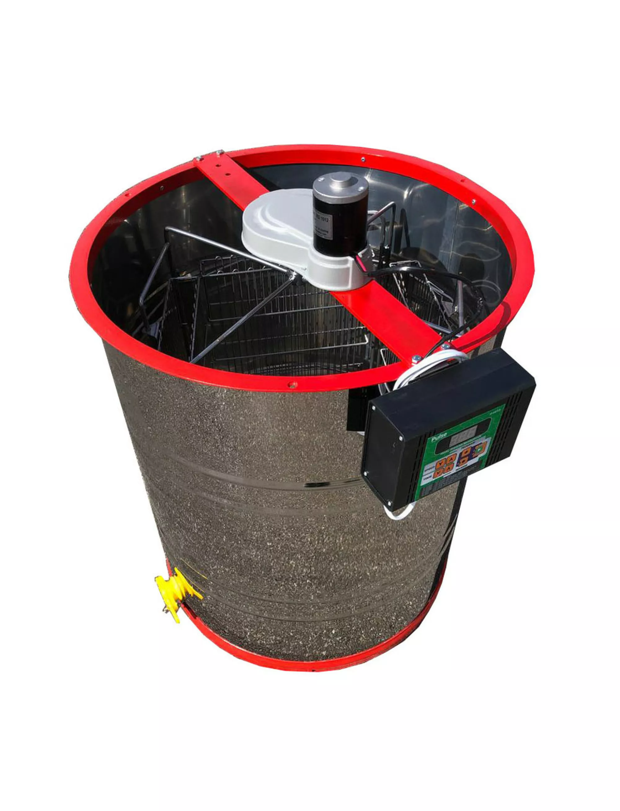 Медогонка 4-х Рамкову. Нержавіюча, Поворотна. Касети зварні, пофарбовані порошковою фарбою З ЕЛЕКТРОПРИВОДОМ