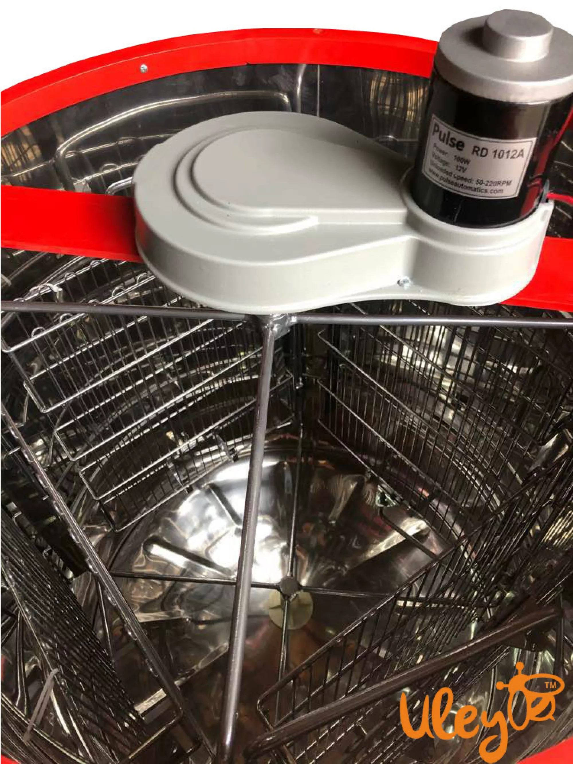 Медогонка 4-х Рамкову. Нержавіюча, Поворотна. Касети зварні, пофарбовані порошковою фарбою З ЕЛЕКТРОПРИВОДОМ