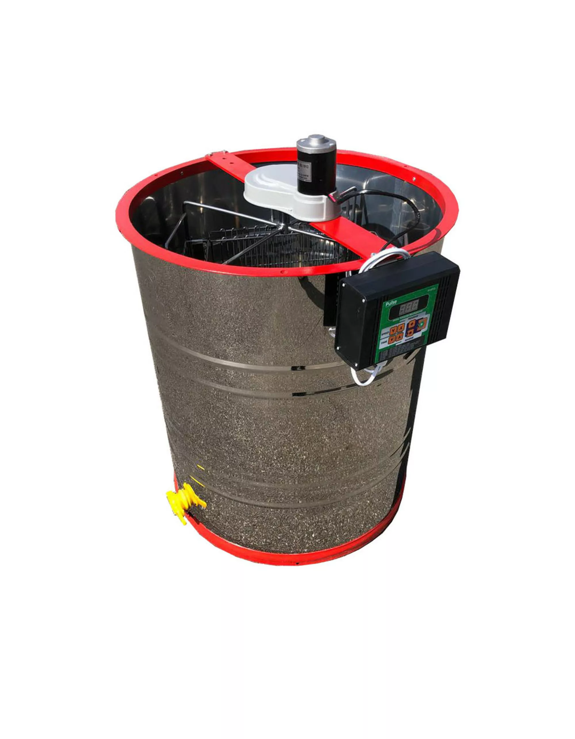 Медогонка 4-х Рамкову. Нержавіюча, Поворотна. Касети зварні, пофарбовані порошковою фарбою З ЕЛЕКТРОПРИВОДОМ