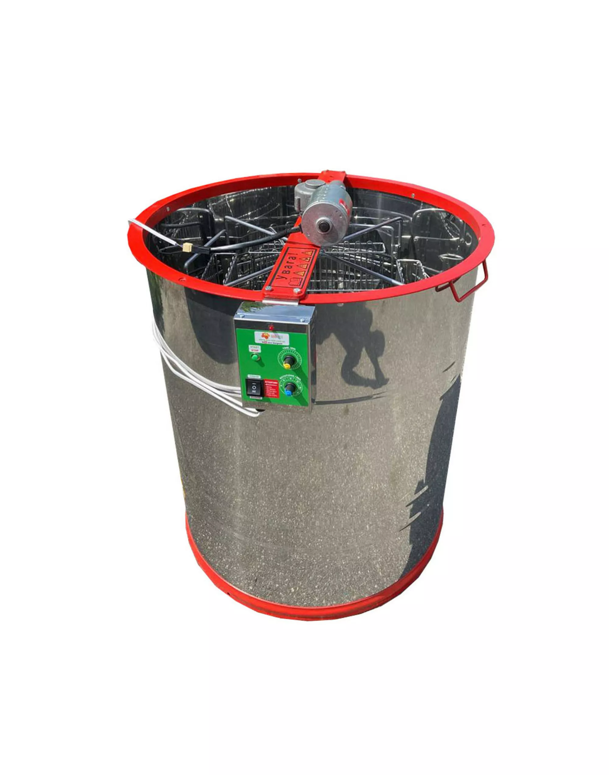 Медогонка, нержавіюча 4 рамкова (AISI 430) – З ГОРИЗОНТАЛЬНИМ ЕЛЕКТРОПРИВОДОМ