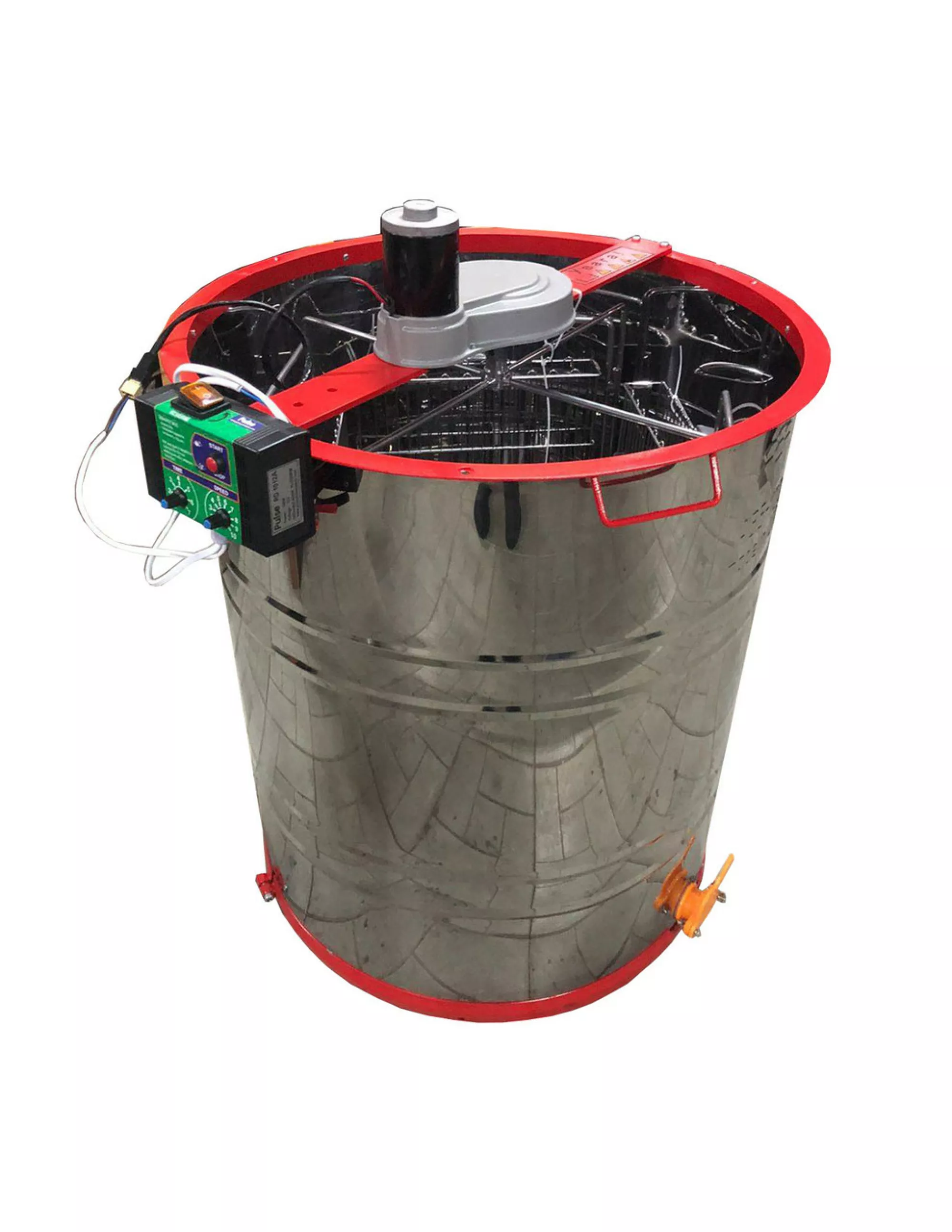 Медогонка 4-х Рамкову. Нержавіюча (AISI 430), Поворотна. Касети зварні, пофарбовані порошковою фарбою. З ЕЛЕКТ