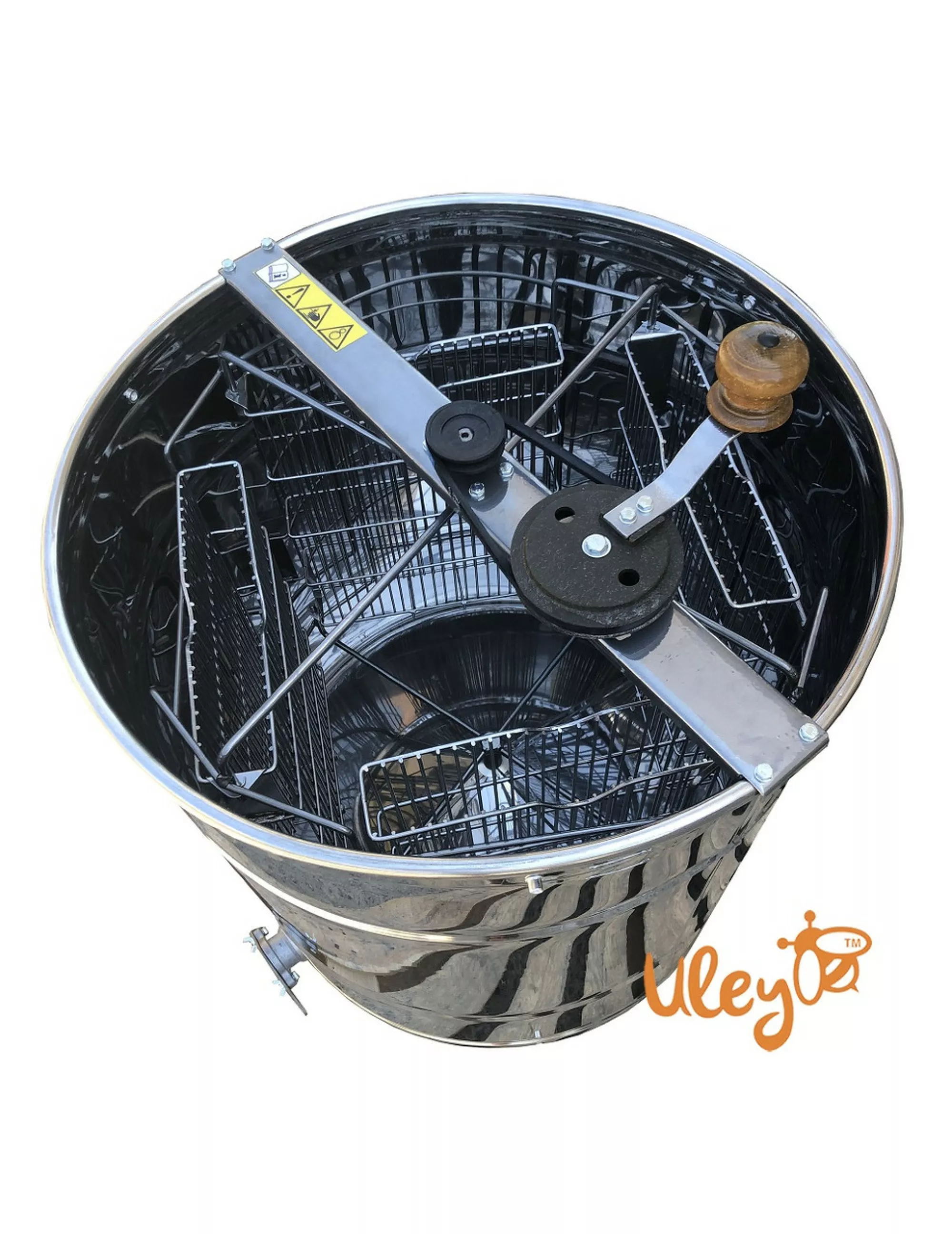 Нержавіюча медогонка 4-х рамкову, поворотна. Ремінний привід