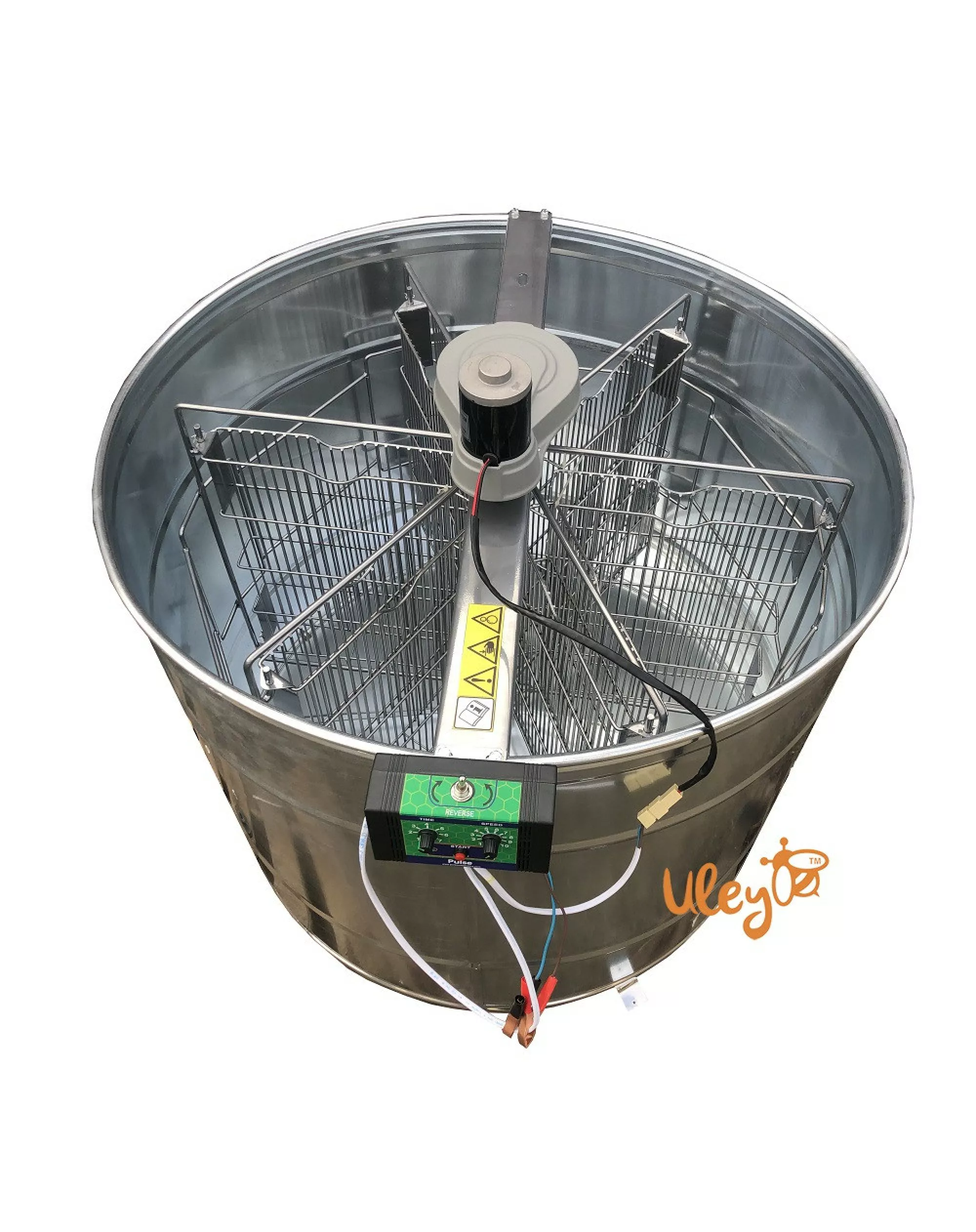 Напівавтоматична медогонка на 6 рамок, з ремінним електроприводом 12 вольт