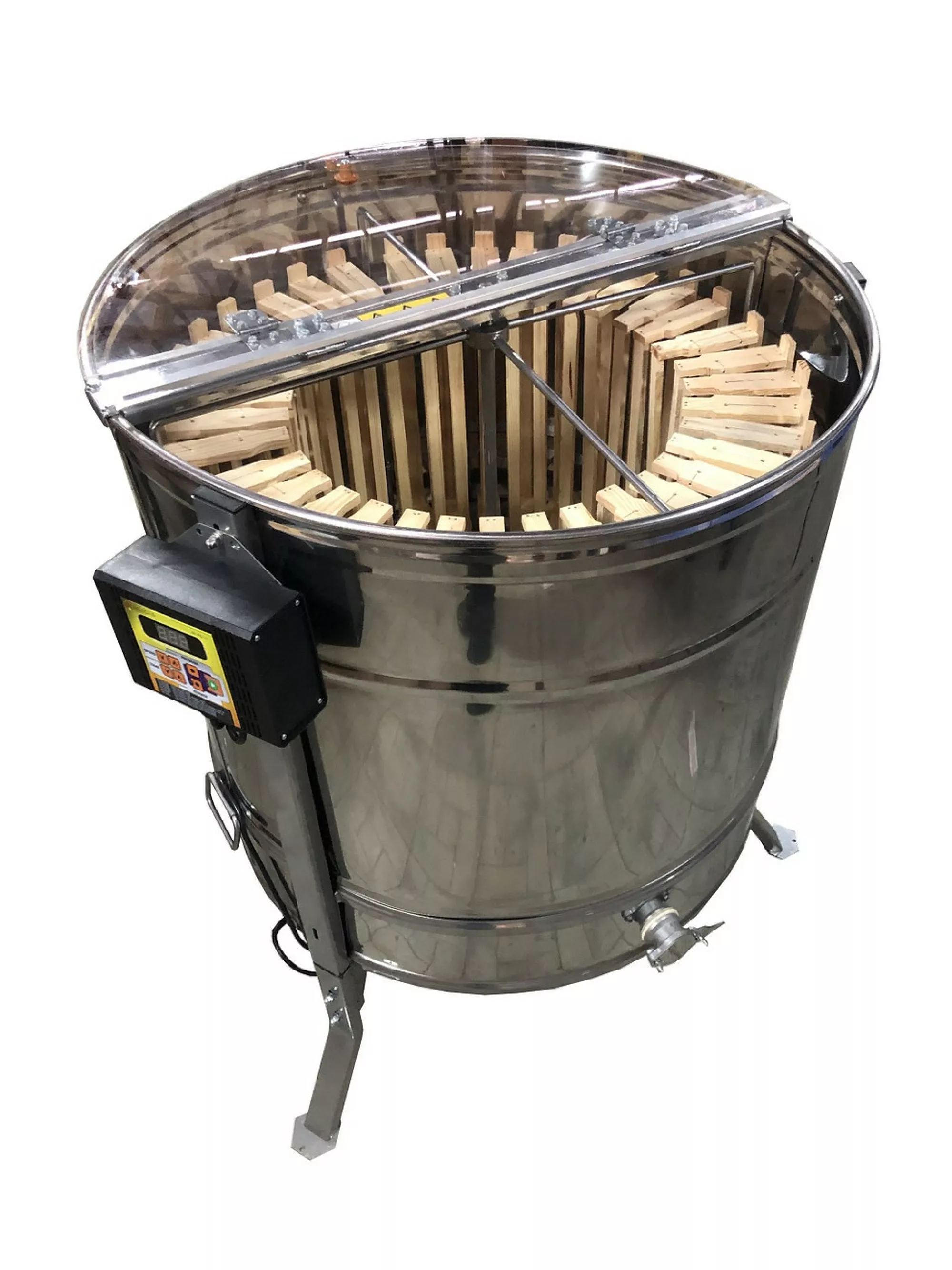 Медогонка радіальна нержавіюча автоматична (18 рамок Дадан, 36 рамок Рута, 36 магазинні рамки)