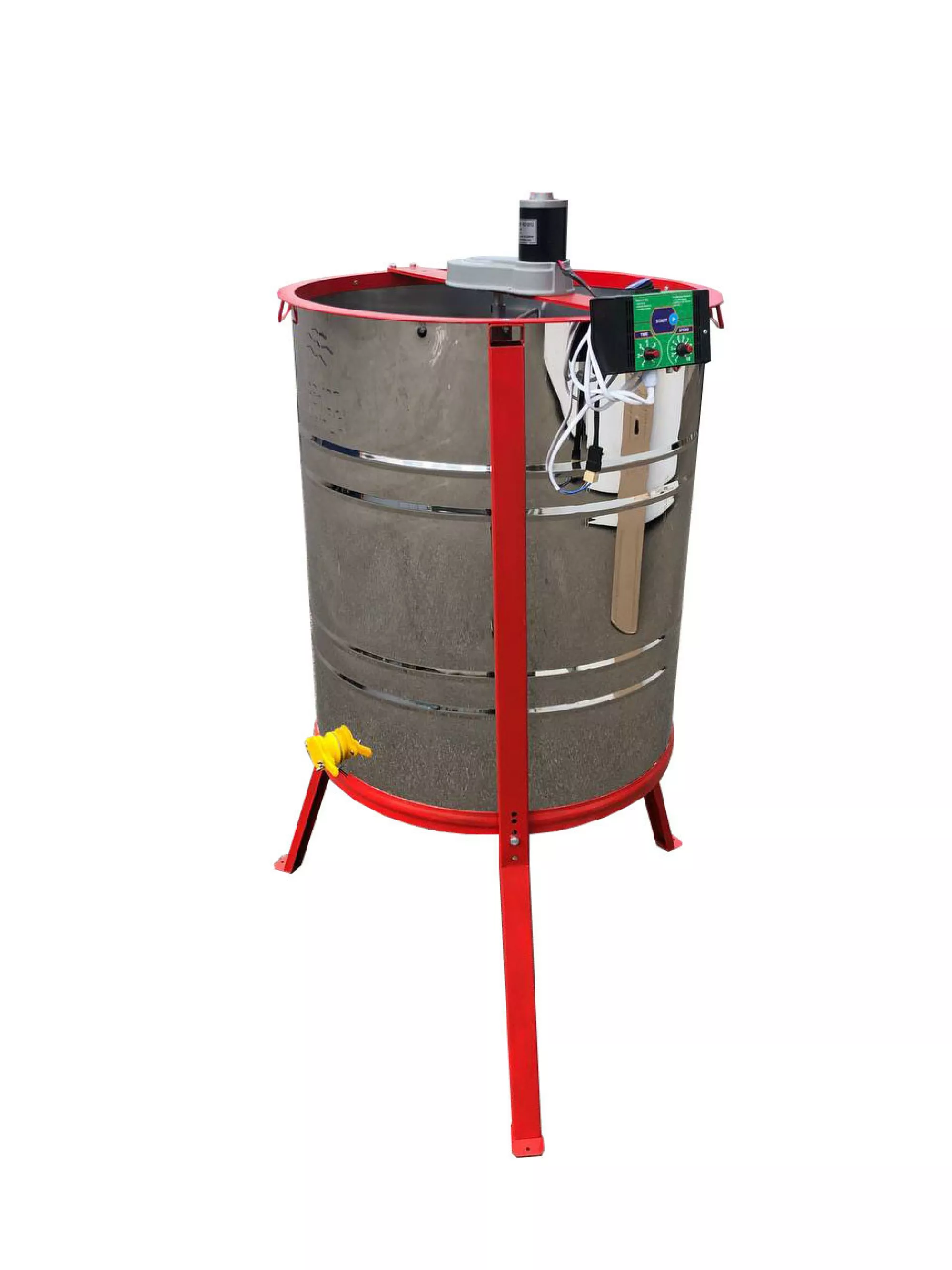 Медогонка 4-х Рамкову. Нержавіюча, Поворотна. Касети зварні, пофарбовані порошковою фарбою. З ЕЛЕКТРОПРИВОДОМ