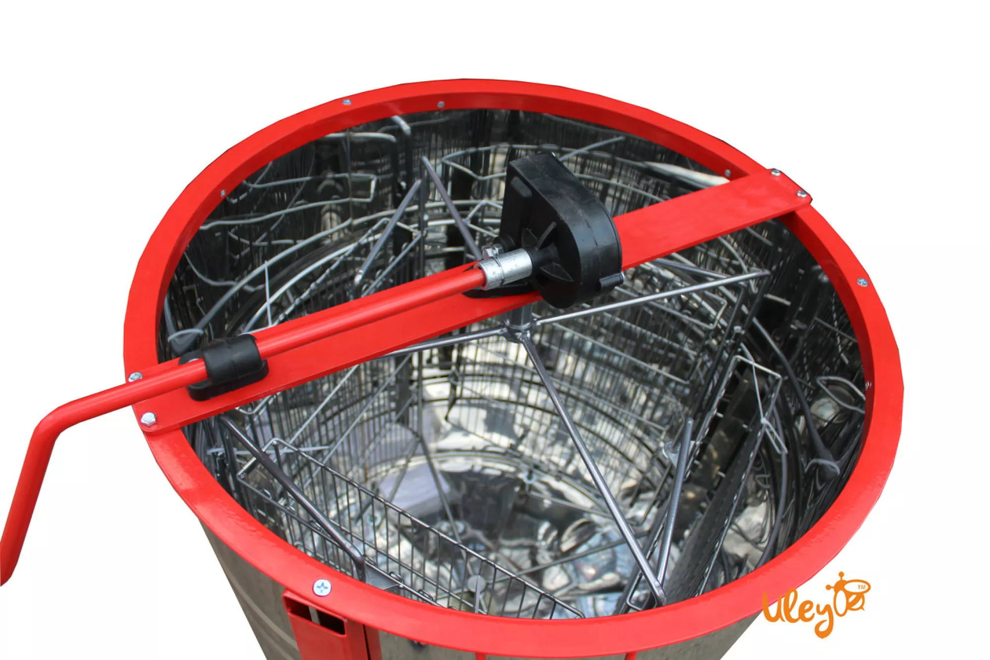 Нержавіюча медогонка з поворотом касет 4-х рамкову, касета зварна (пофарбована порошковою фарбою). З ПОДСТА