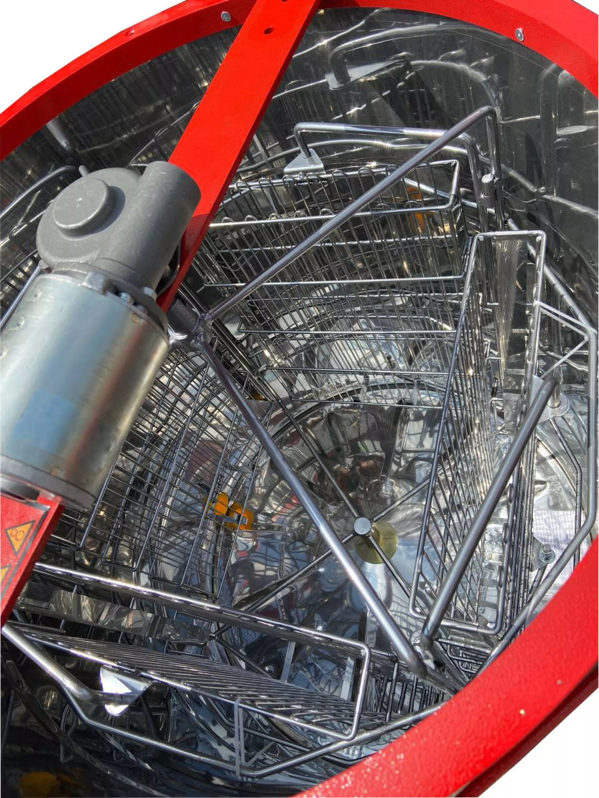 Медогонка, нержавіюча 4 рамкова (AISI 430) – З ГОРИЗОНТАЛЬНИМ ЕЛЕКТРОПРИВОДОМ