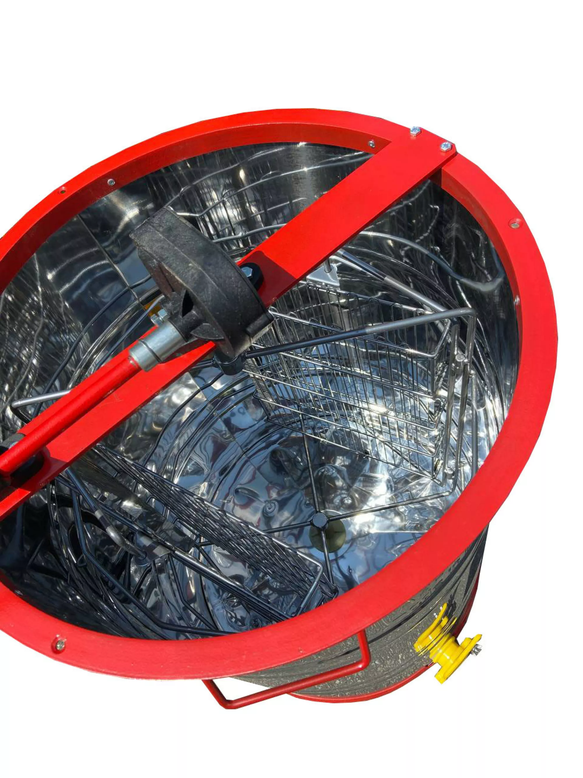 Нержавіюча медогонка з поворотом касет 2-х рамкова, касета зварна, пофарбована порошковою фарбою