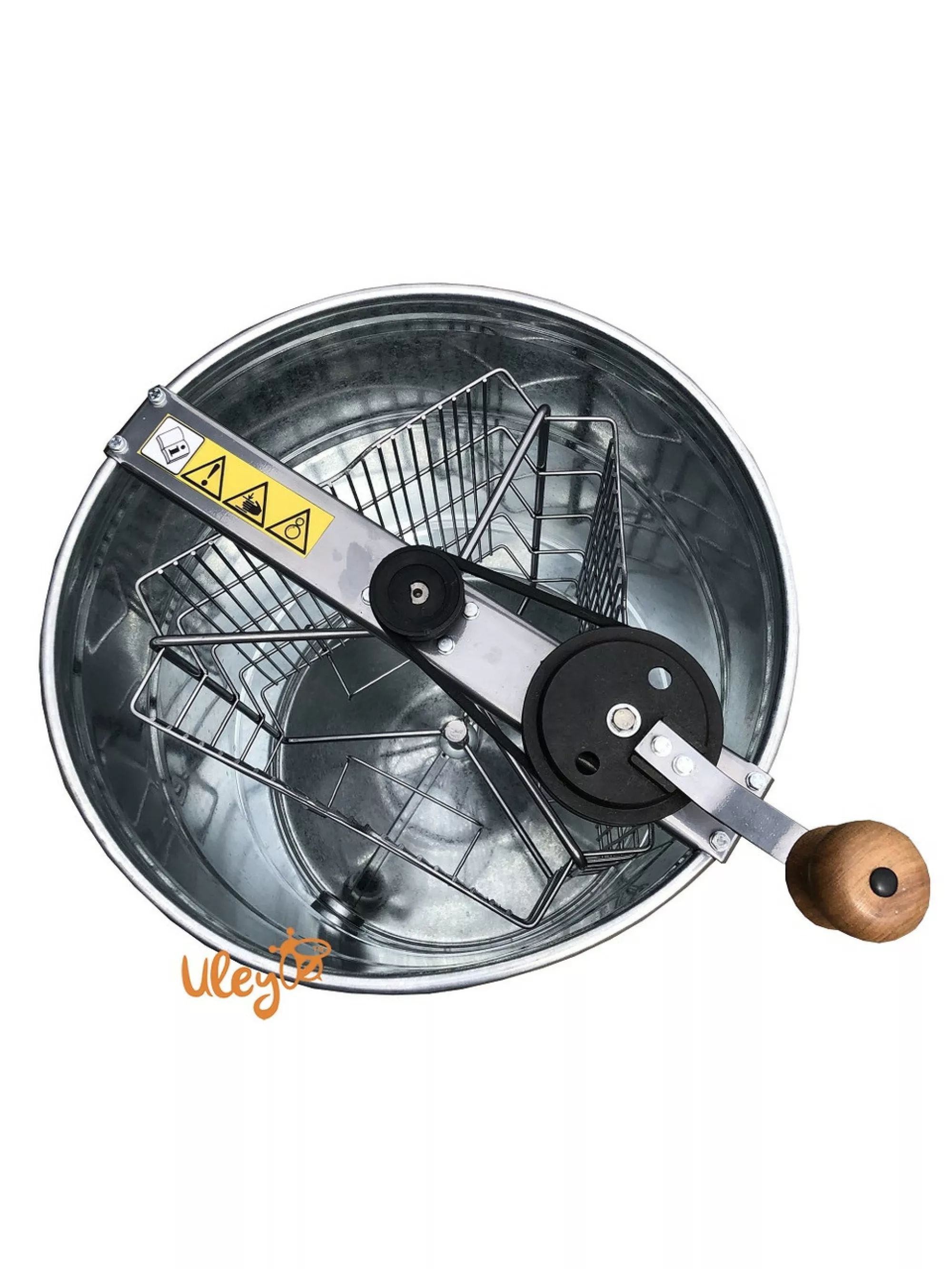 Оцинкована медогонка 3-х рамкова, НЕ поворотна. Ремінний привід