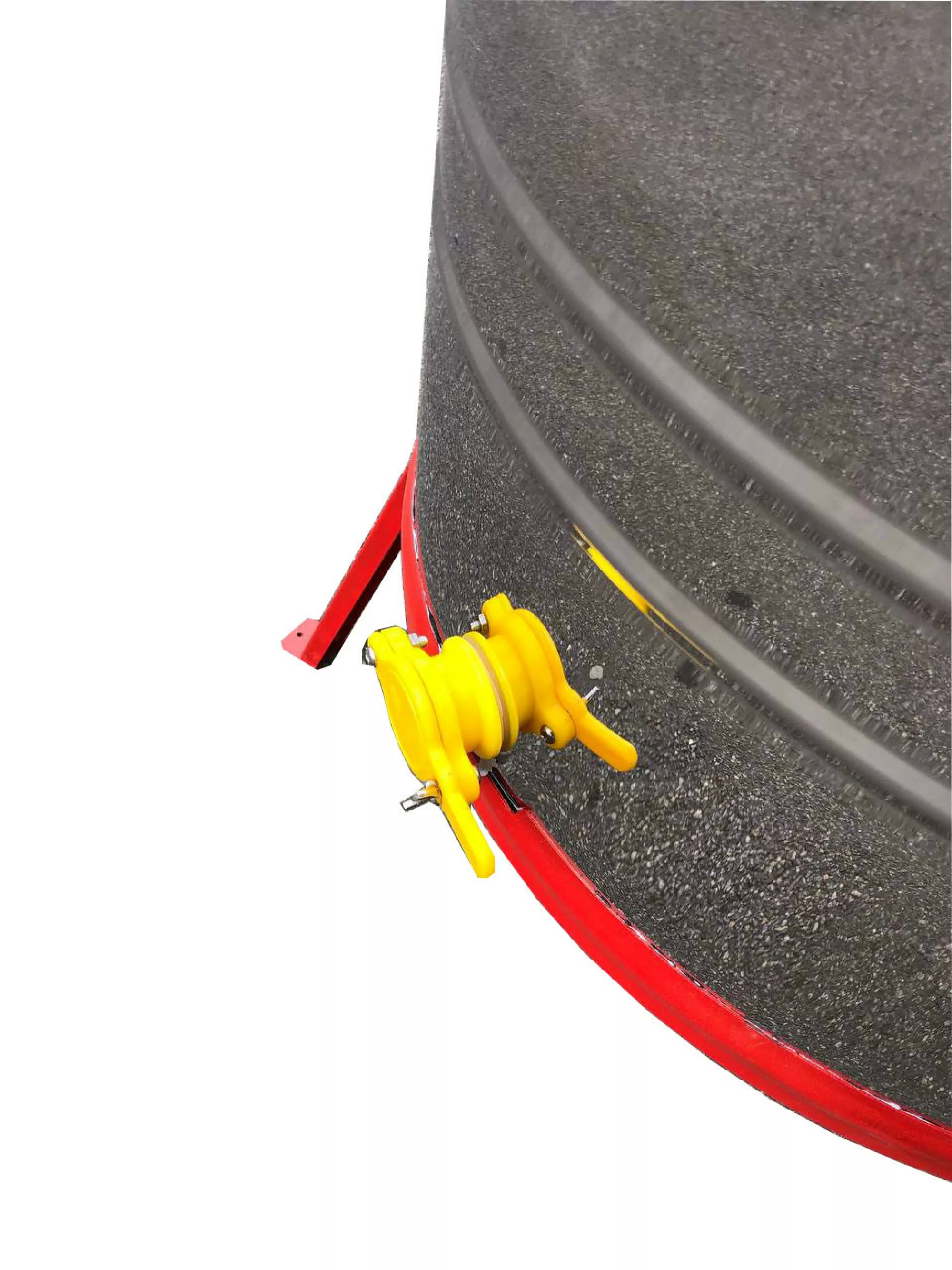 Медогонка 4-х Рамкову. Нержавіюча, Поворотна. Касети зварні, З ГОРИЗОНТАЛЬНИМ ЕЛЕКТРОПРИВОДОМ. З ПІДСТАВКОЮ