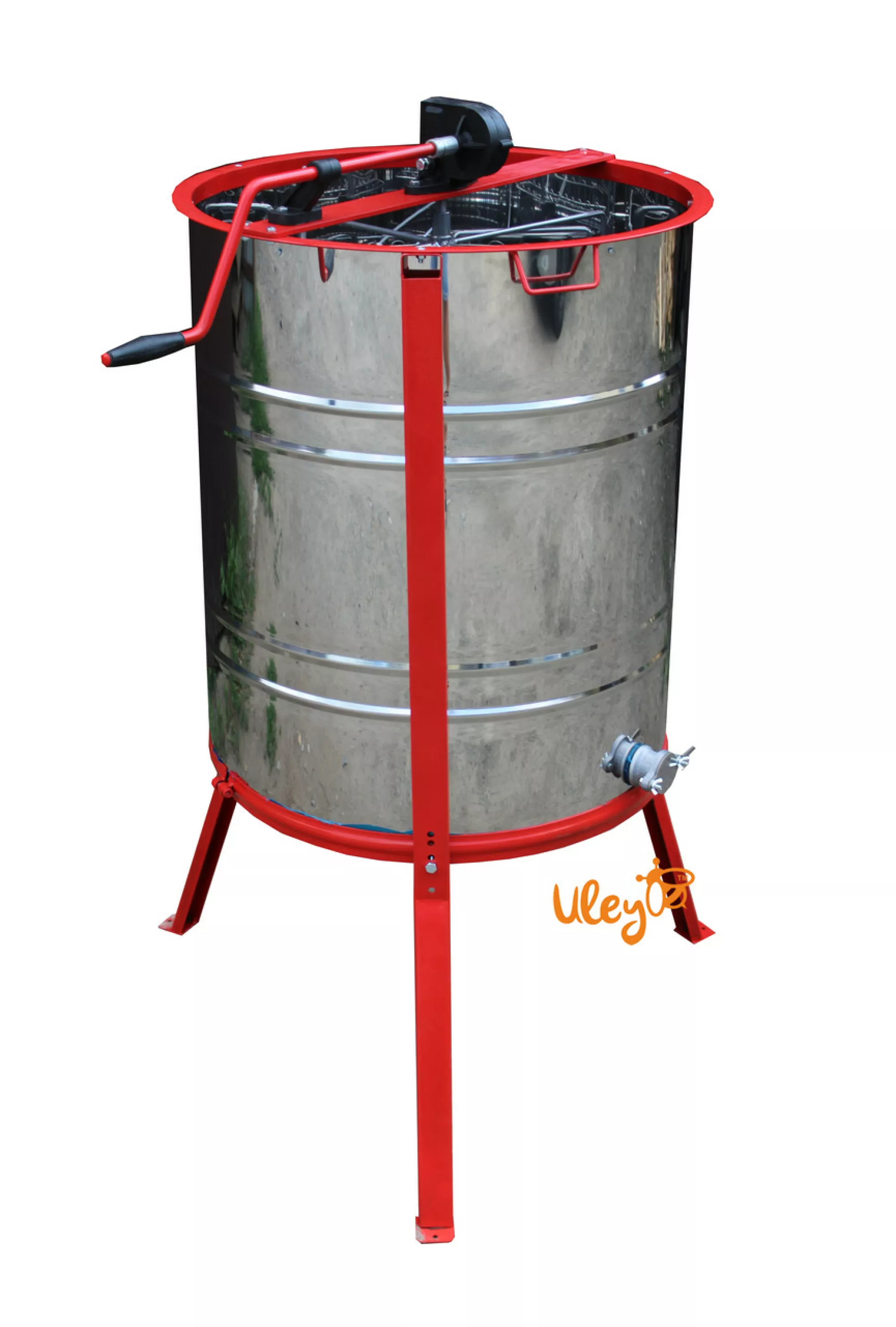 Нержавіюча медогонка з поворотом касет 4-х рамкову, касета зварна (пофарбована порошковою фарбою). З ПОДСТА