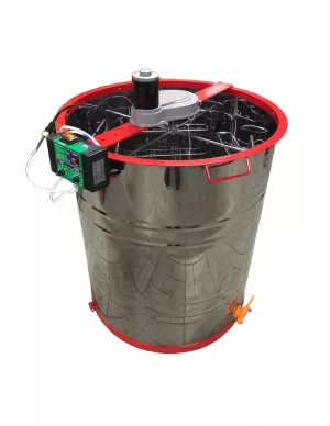 Медогонка 4-х Рамкову. Нержавіюча (AISI 430), Поворотна. Касети зварні, пофарбовані порошковою фарбою. З ЕЛЕКТ