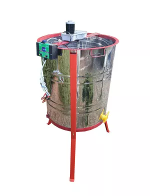 Радіальна медогонка "Бджілка". 12 Рута/ 24 Напіврамки (пластик кран). З ПІДСТАВКОЮ. З ЕЛЕКТРОПРИВОДОМ “Pulse”