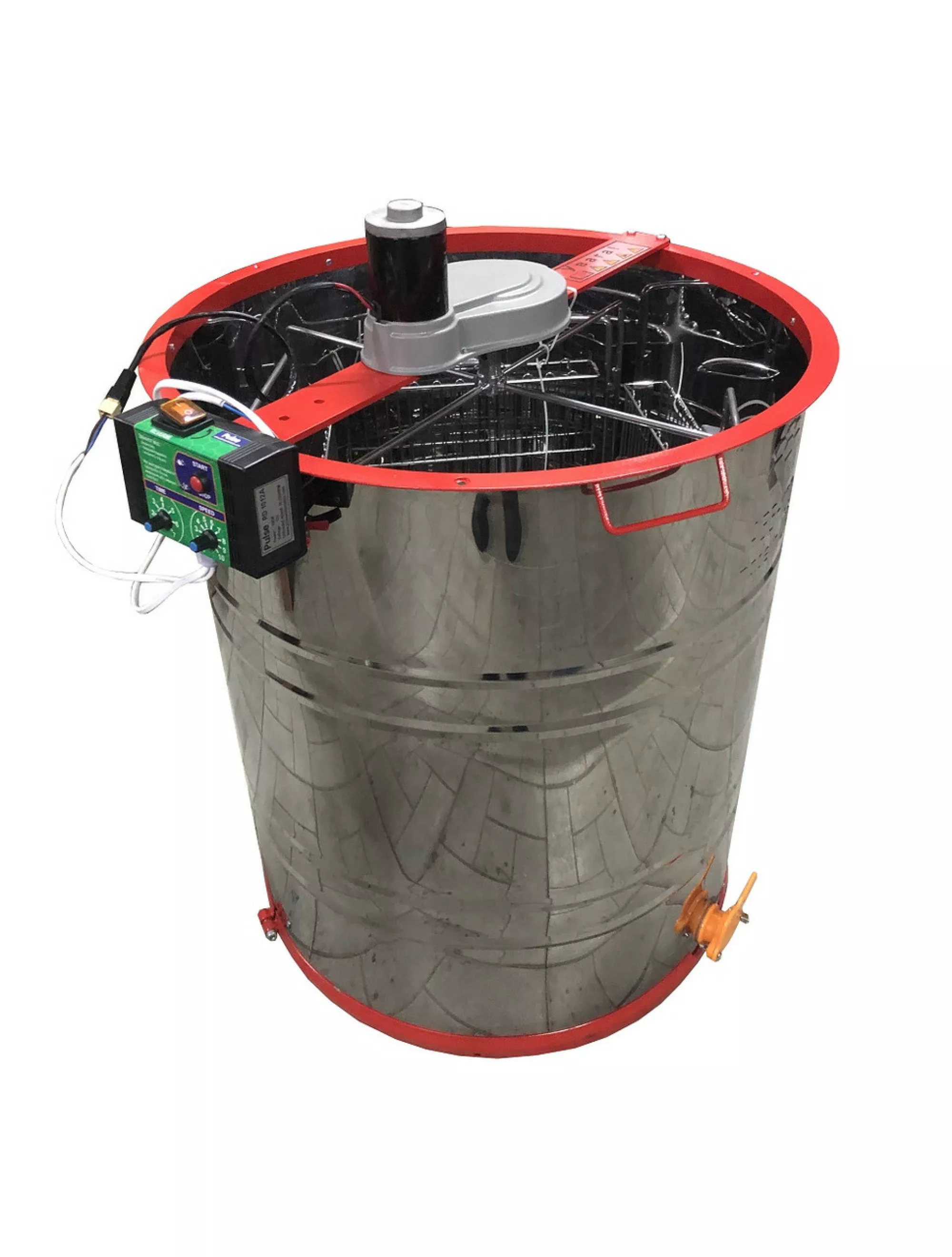 Медогонка 4-х Рамкову. Нержавіюча (AISI 430), Поворотна. Касети зварні, пофарбовані порошковою фарбою. З ЕЛЕКТ