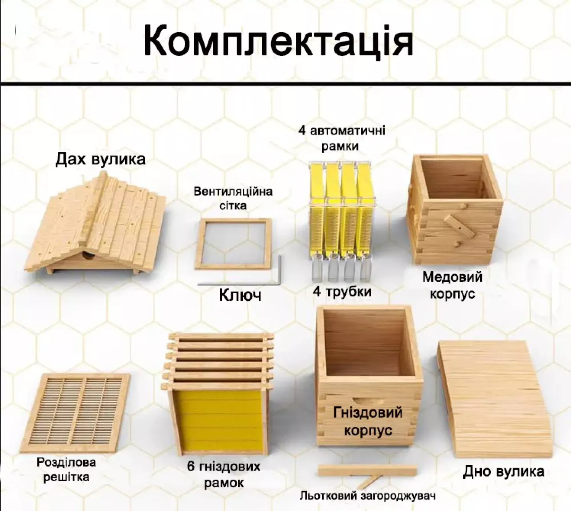 Автоматичний Вулик, модель “МІНІ” (2 корпуси + 4 автоматичні рамки + ключ для зливу)