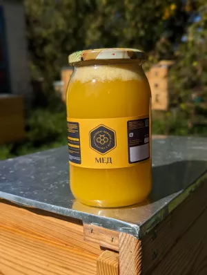Мед квітковий (склобанка 1,0л, 1450г)